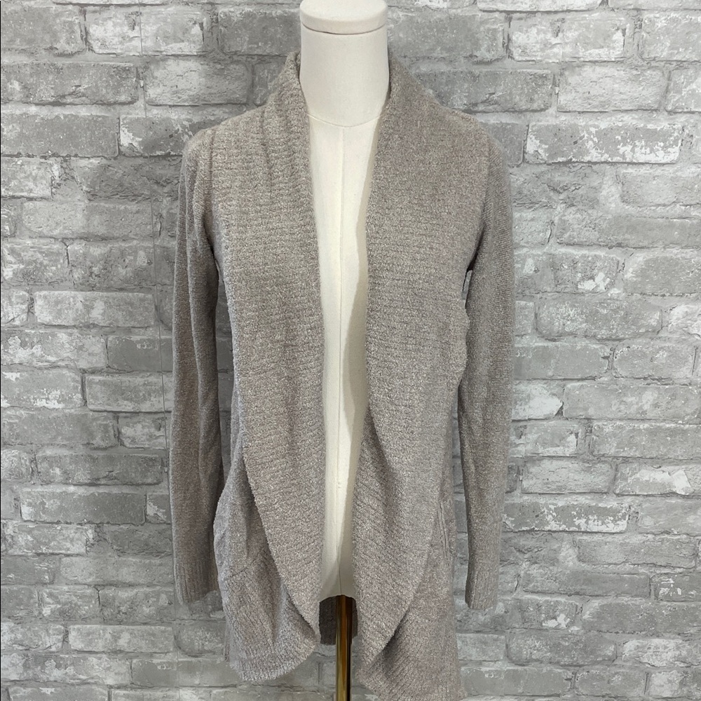 Barefoot Dreams Tan Cozychic Lite Circle Open Front Cardigan